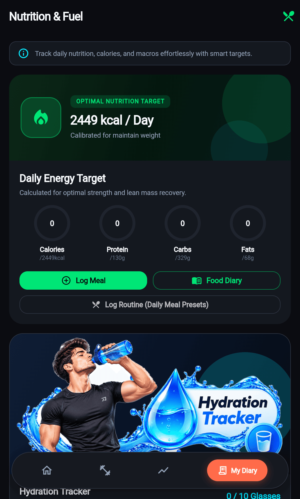 Fit Host Macro Nutrition Screen